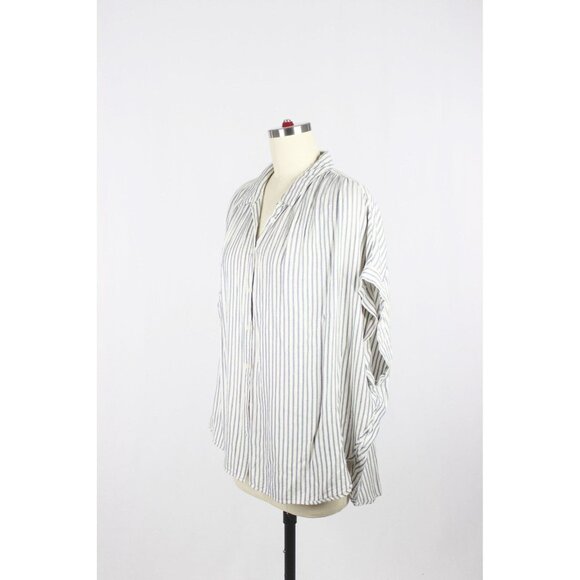 MADEWELL Central Dalton Stripe Lyocell Twill Oversized Shirt Top, Size XXL - Picture 8 of 15